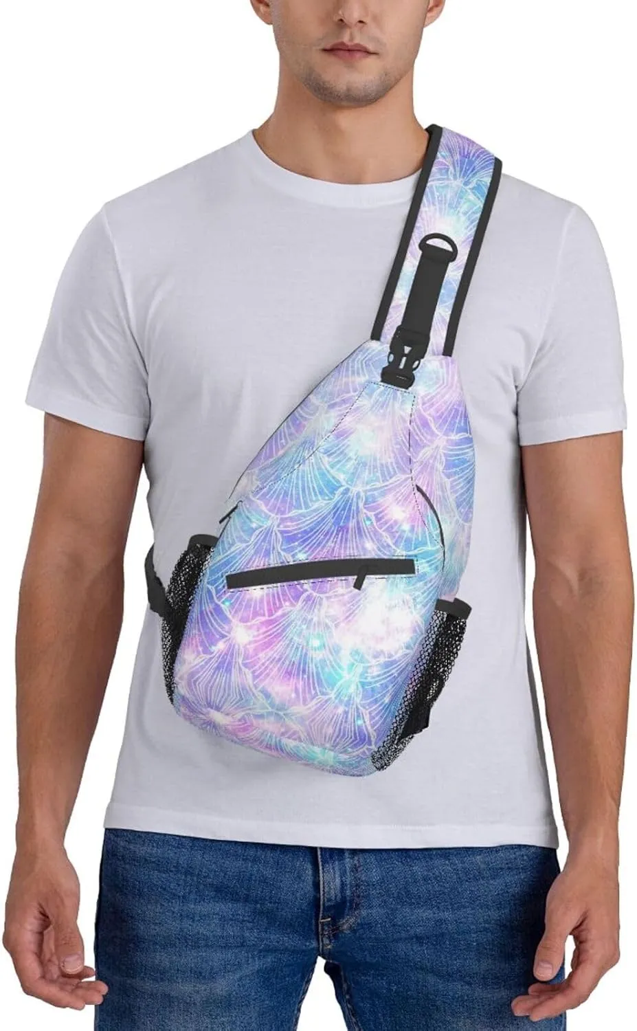 Naughty Sloth Printed Canvas Sling Bag Crossbody Backpack, Hiking Daypack Chest Bag For Women Men