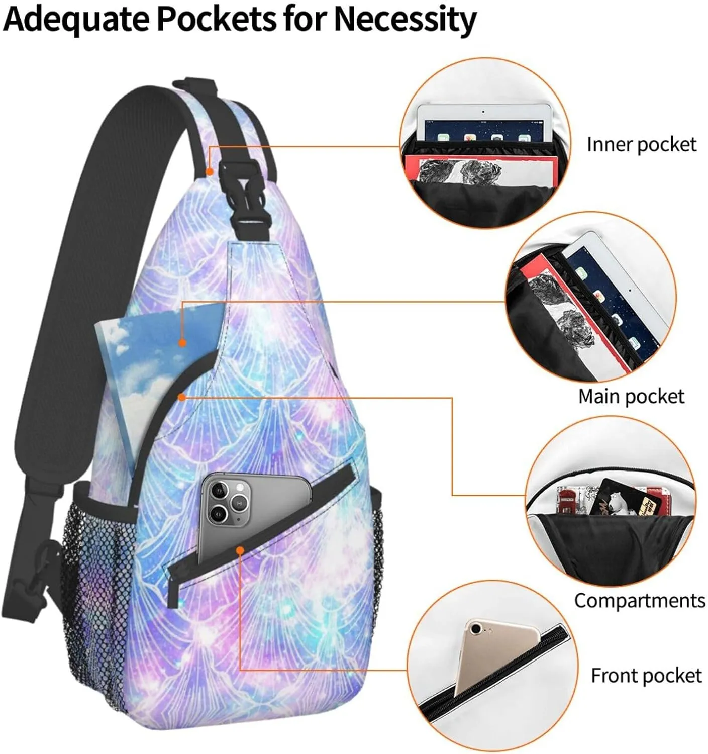 Naughty Sloth Printed Canvas Sling Bag Crossbody Backpack, Hiking Daypack Chest Bag For Women Men