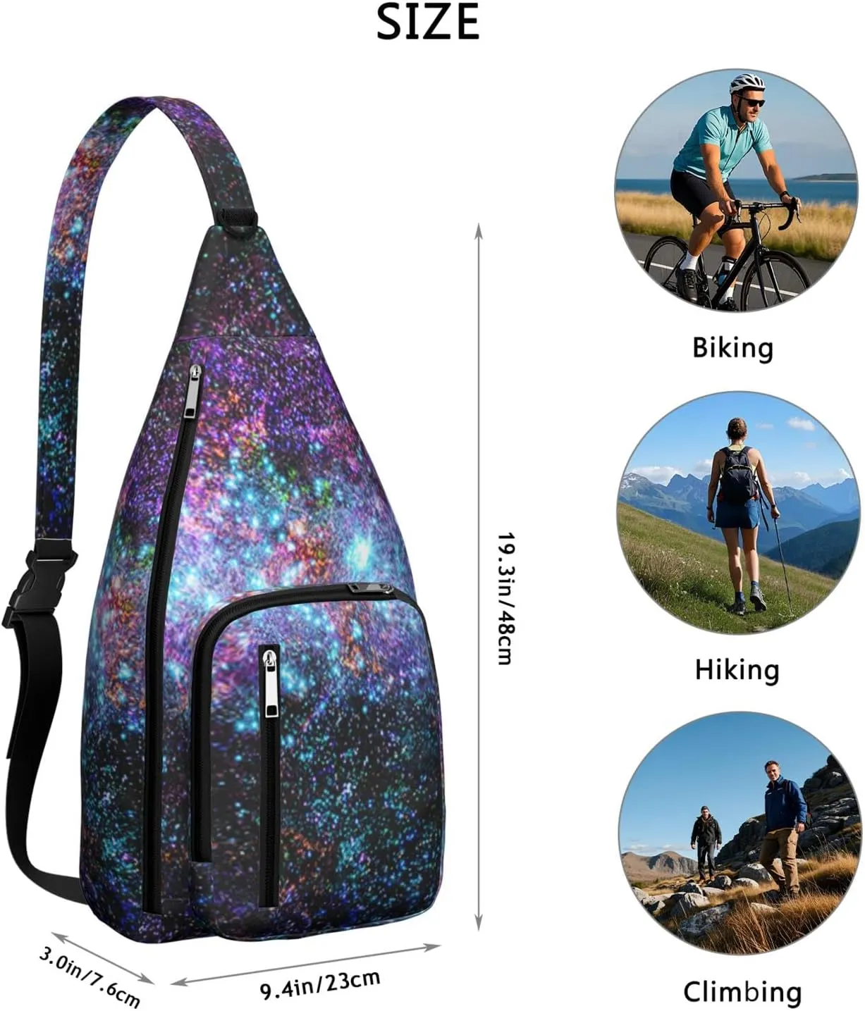 Nebulae Beautiful Space Crossbody Bag Daypack for Women Men Lightweight Waterproof Sling Bag Backpack Hiking Cycling