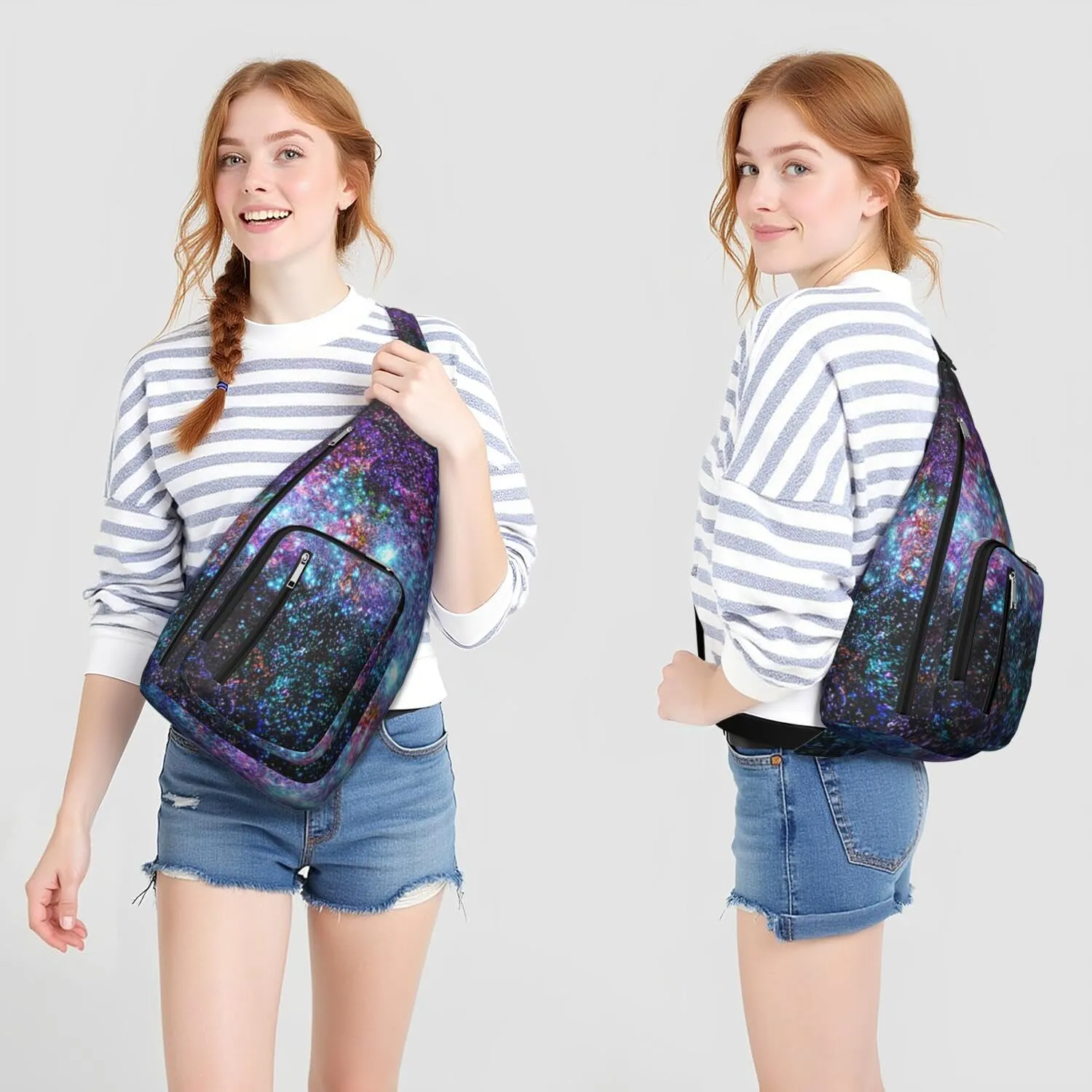 Nebulae Beautiful Space Crossbody Bag Daypack for Women Men Lightweight Waterproof Sling Bag Backpack Hiking Cycling