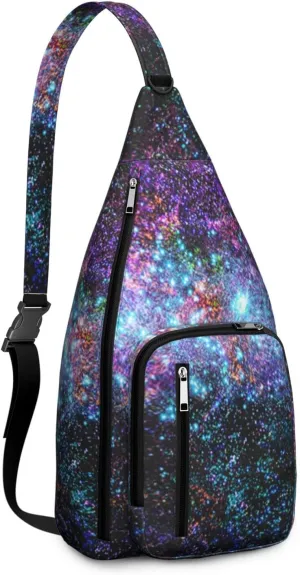 Nebulae Beautiful Space Crossbody Bag Daypack for Women Men Lightweight Waterproof Sling Bag Backpack Hiking Cycling