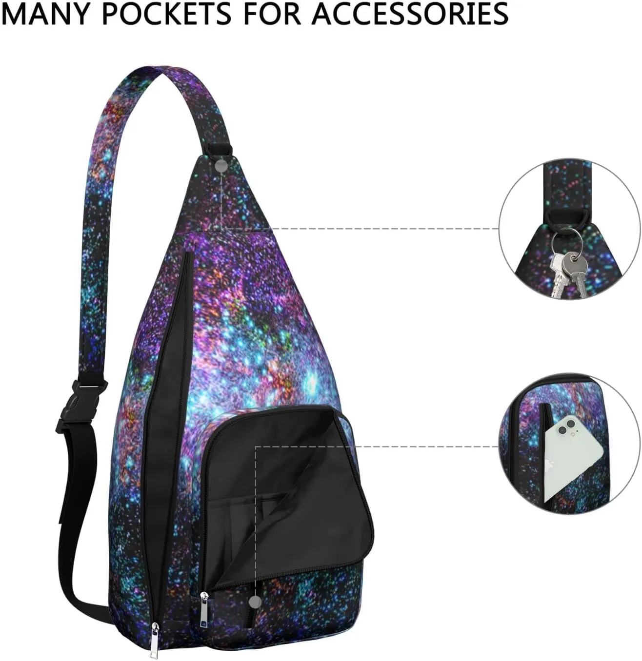 Nebulae Beautiful Space Crossbody Bag Daypack for Women Men Lightweight Waterproof Sling Bag Backpack Hiking Cycling