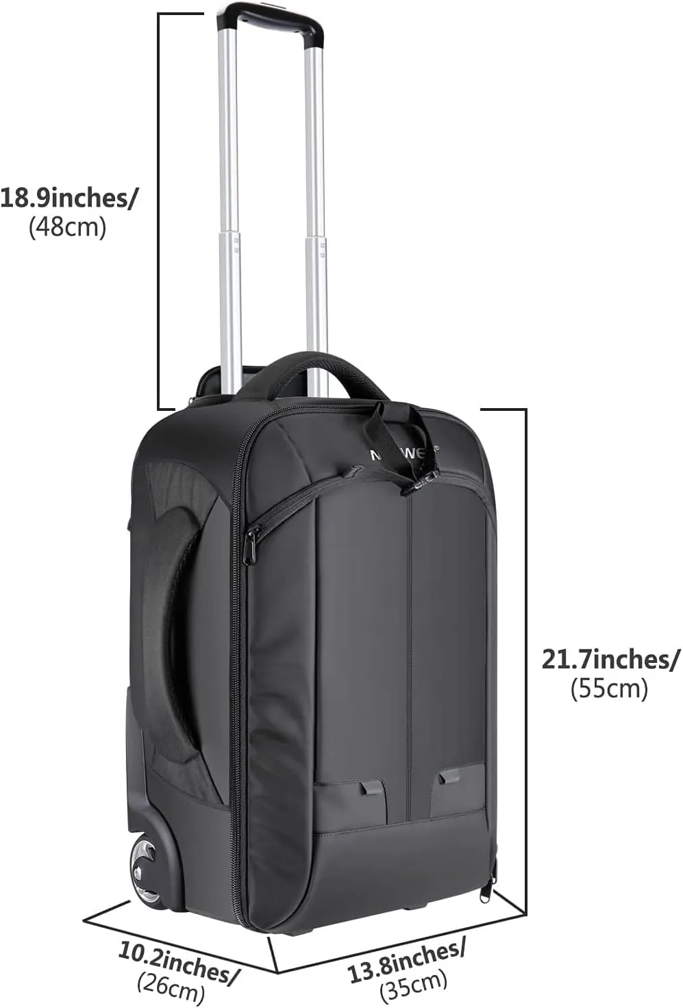 Neewer 2-in-1 Rolling Camera Backpack Trolley Case - Anti-Shock Detachable Padded Compartment