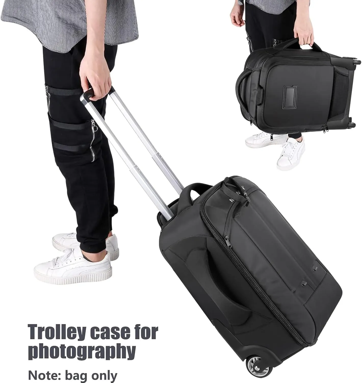 Neewer 2-in-1 Rolling Camera Backpack Trolley Case - Anti-Shock Detachable Padded Compartment