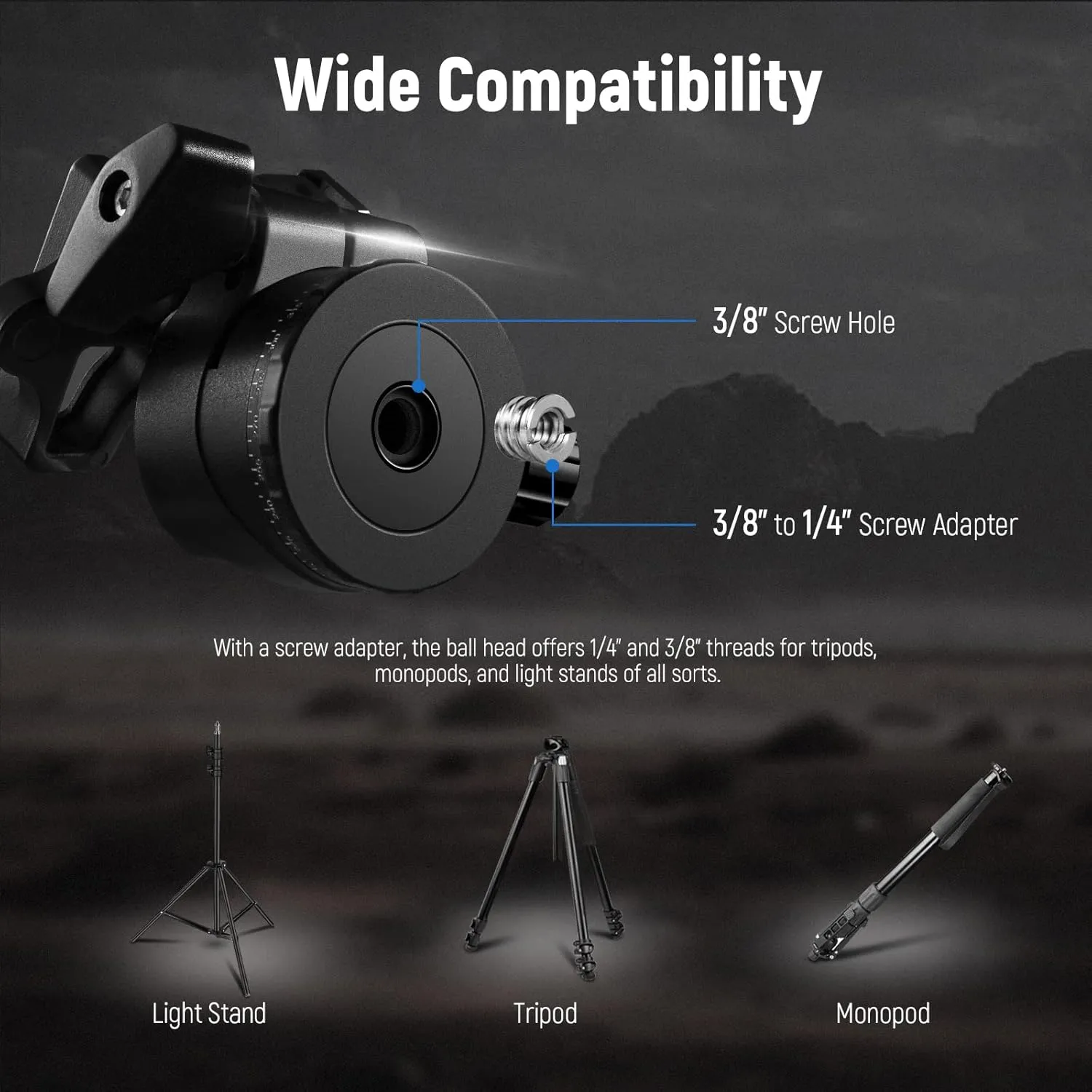 NEEWER Low Profile Camera Tripod Ball Head, 36mm Metal Panorama Ball Head Compatible with Arca 1/4” Quick Release Plate for Tripod Monopod Slider DSLR Camera Camcorder, Load Capacity: 33lb/15kg -GM36