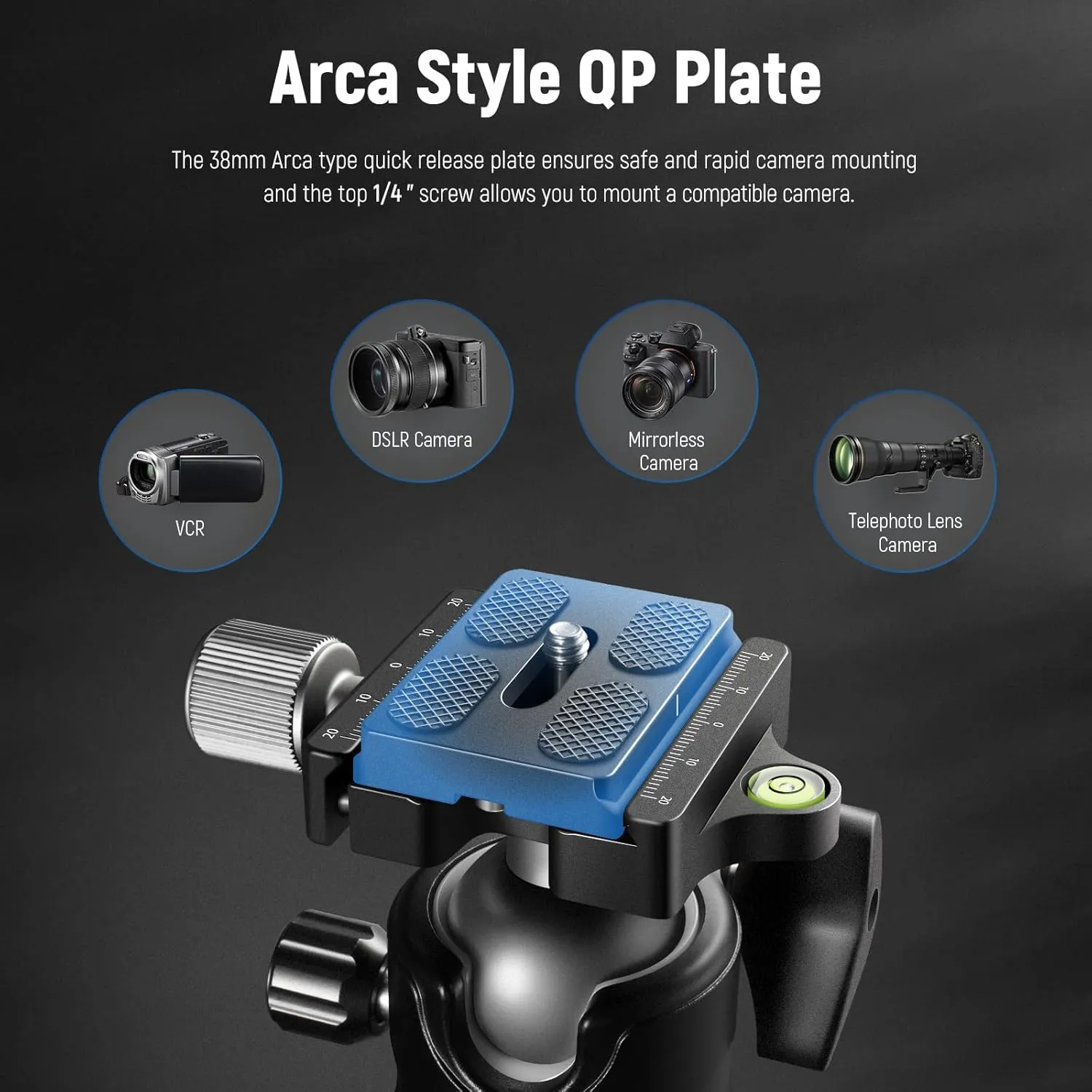NEEWER Low Profile Camera Tripod Ball Head, 36mm Metal Panorama Ball Head Compatible with Arca 1/4” Quick Release Plate for Tripod Monopod Slider DSLR Camera Camcorder, Load Capacity: 33lb/15kg -GM36
