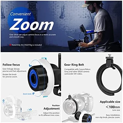 Neewer Shoulder Rig Kit for DSLR Cameras and Camcorders, Movie Video Film Making System with Matte Box, Follow Focus, C-Shaped Bracket, 15mm Rods, Handgrip, 1/4” & 3/8” Threads (Blue   Black)