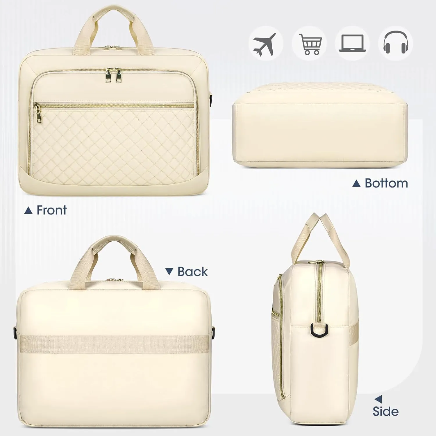 NEWHEY Laptop Bag 17.3 Inch Laptop Briefcase for Women Men Waterproof Shoulder Messenger Bag Large Computer Bag for Business Office Work College, Beige