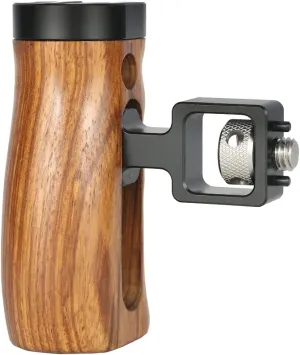 NICEYRIG Wooden Side Handle for ARRI Locating Pin Adjustable Universal Left & Right Grip for DSLR Camera Cage Rig - 462