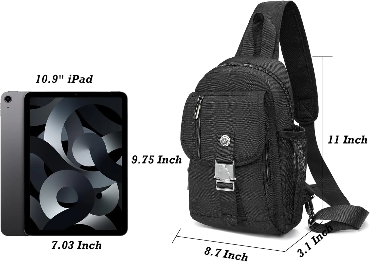 NICGID Sling Bag Chest Shoulder Backpack Crossbody Bags for Tablet Laptop Outdoor Hiking Men Women
