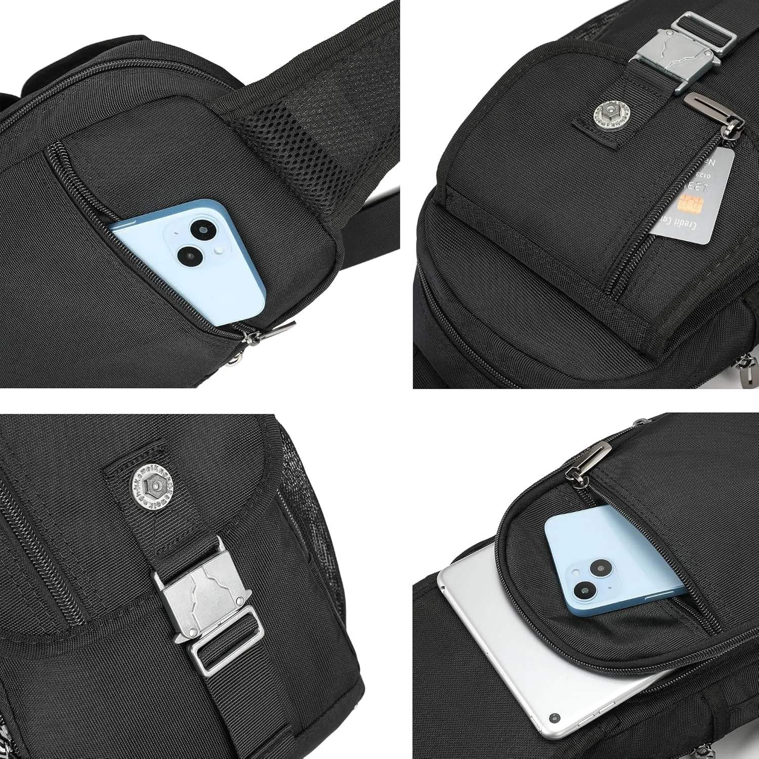 NICGID Sling Bag Chest Shoulder Backpack Crossbody Bags for Tablet Laptop Outdoor Hiking Men Women