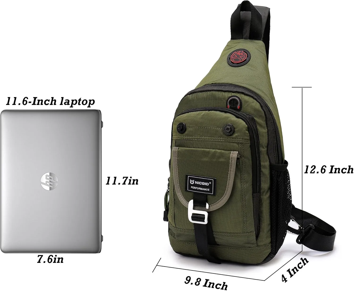 NICGID Sling Bag Chest Shoulder Backpack Crossbody Bags for Tablet Laptop Outdoor Hiking Men Women