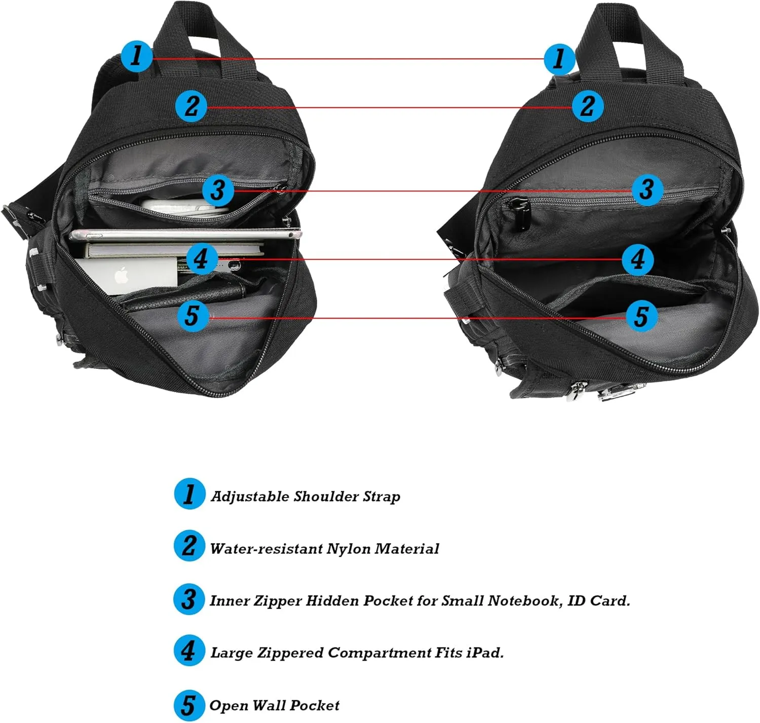 NICGID Sling Bag Chest Shoulder Backpack Crossbody Bags for Tablet Laptop Outdoor Hiking Men Women