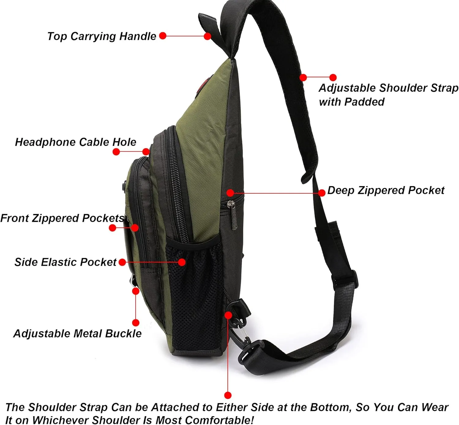 NICGID Sling Bag Chest Shoulder Backpack Crossbody Bags for Tablet Laptop Outdoor Hiking Men Women