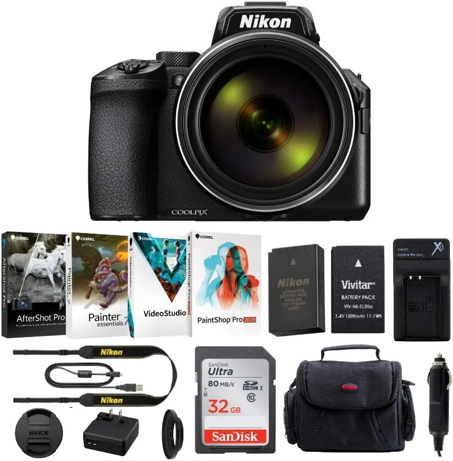 Nikon COOLPIX P950 Digital Camera (Black) with 32GB Memory Card, Spare Battery and Charger, Camera Bag, Software and Bundle (5 Items)