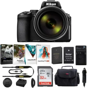 Nikon COOLPIX P950 Digital Camera (Black) with 32GB Memory Card, Spare Battery and Charger, Camera Bag, Software and Bundle (5 Items)