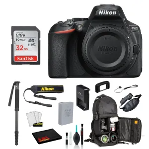 Nikon D5600 DSLR Camera (Body Only)  Bundle – Includes SanDisk32GB SD Card   Sling Backpack   MORE - International Model