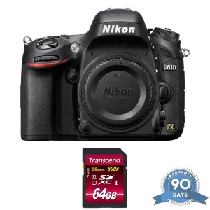 Nikon D610 DSLR Camera (Body Only) - with Memory Card Bundle