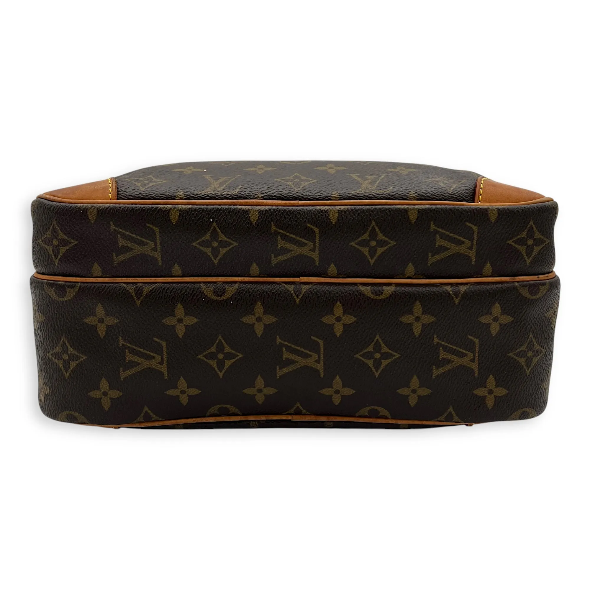 Nile Crossbody Bag Brown in Monogram Coated Canvas, Gold hardware