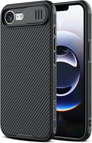 Nillkin for iPhone 16E Case with Slide Camera Cover, [Upgraded Camera Lens Protection] Slim Shockproof Protective Phone Case for iPhone 16E 6.1 inch, Black