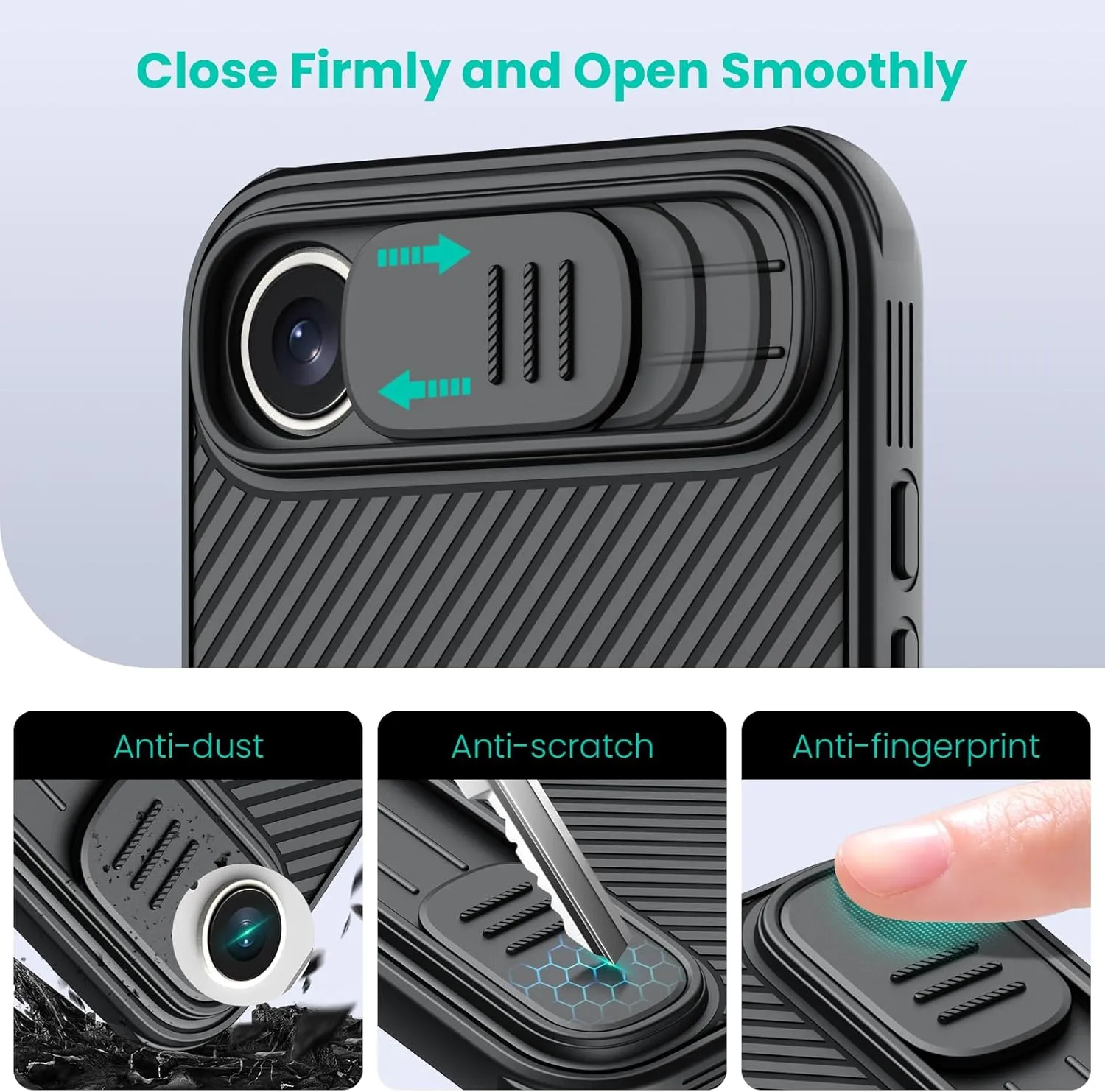 Nillkin for iPhone 16E Case with Slide Camera Cover, [Upgraded Camera Lens Protection] Slim Shockproof Protective Phone Case for iPhone 16E 6.1 inch, Black