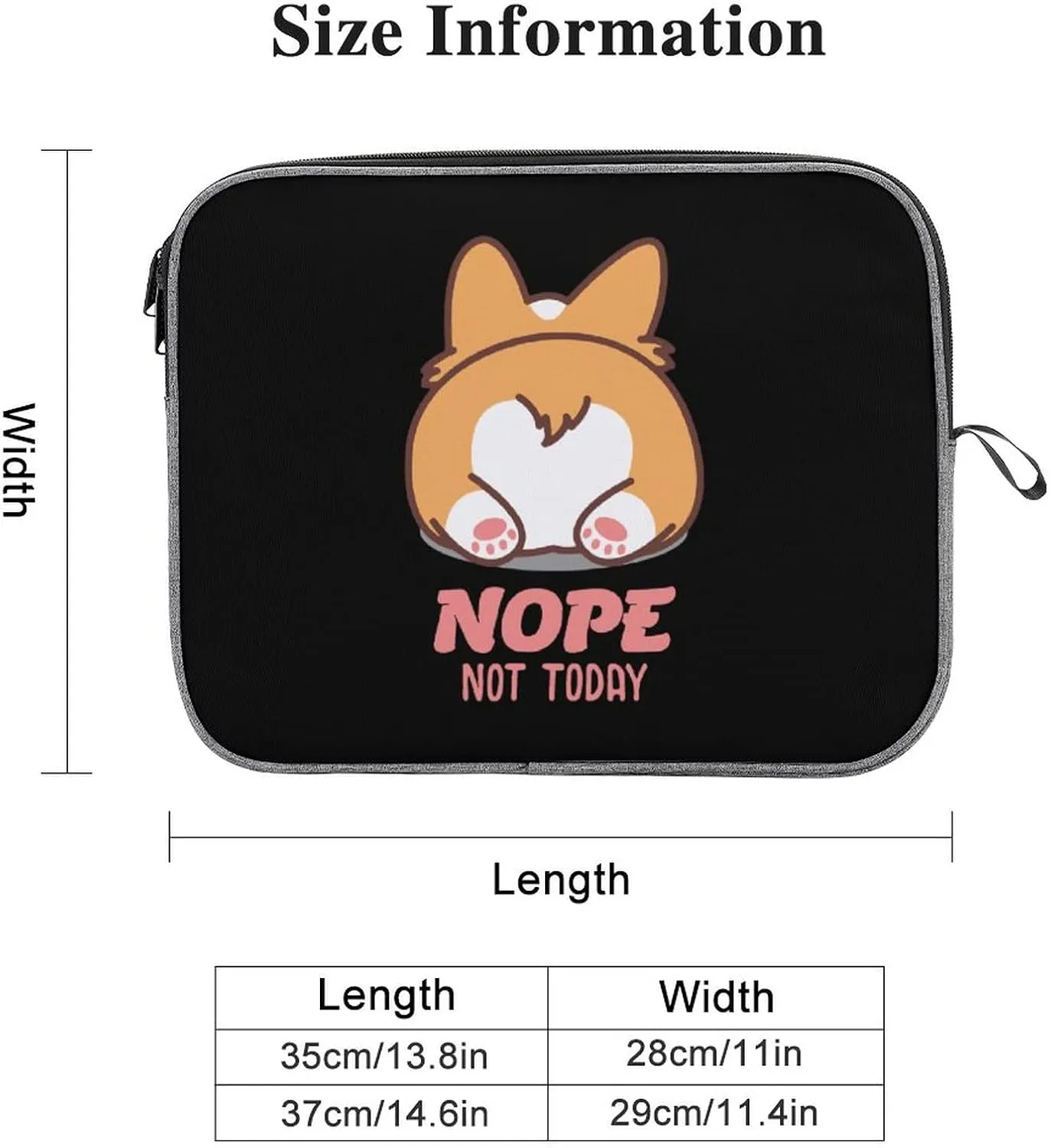 Nope Not Today Corgi Butt Laptop Case Sleeve Durable Protective Cover Carrying Bag Briefcase for Offce Travel 14inch