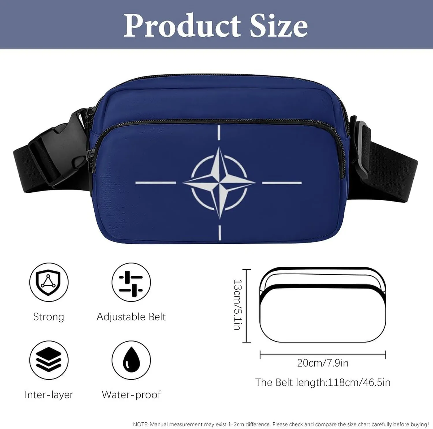 North Atlantic Treaty Organization Flag Unisex Mini Belt Bag with Adjustable Strap Small Fanny Pack Crossbody Chest Bag