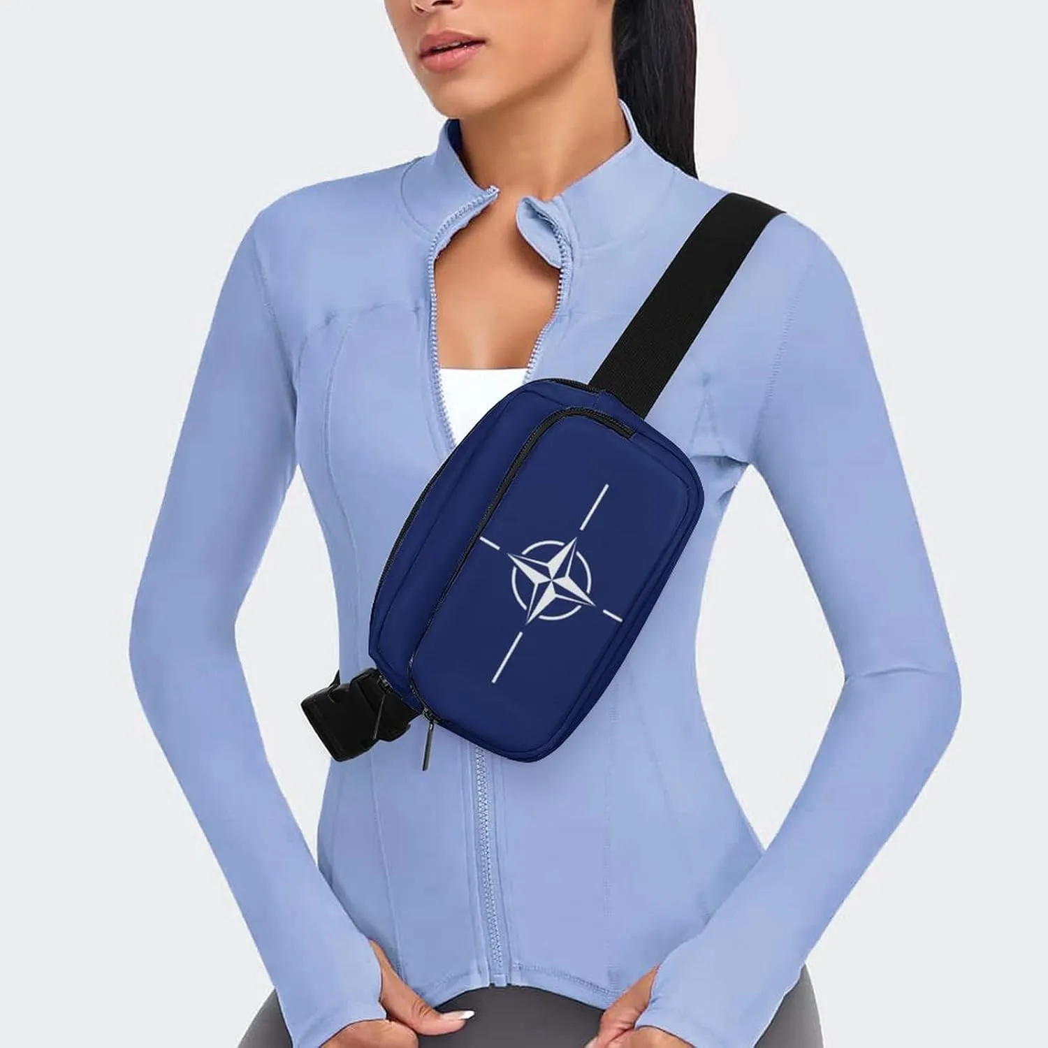 North Atlantic Treaty Organization Flag Unisex Mini Belt Bag with Adjustable Strap Small Fanny Pack Crossbody Chest Bag
