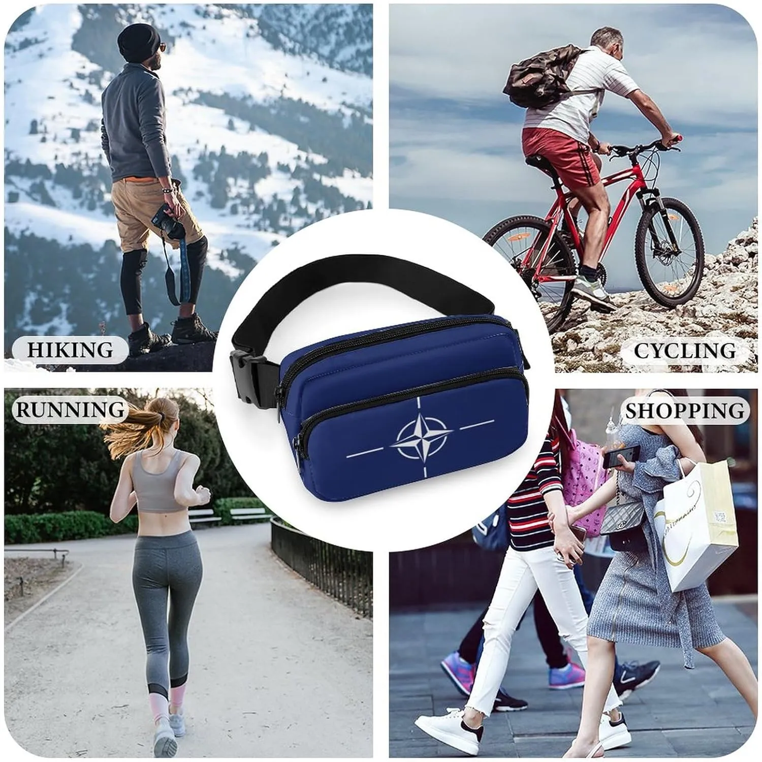 North Atlantic Treaty Organization Flag Unisex Mini Belt Bag with Adjustable Strap Small Fanny Pack Crossbody Chest Bag