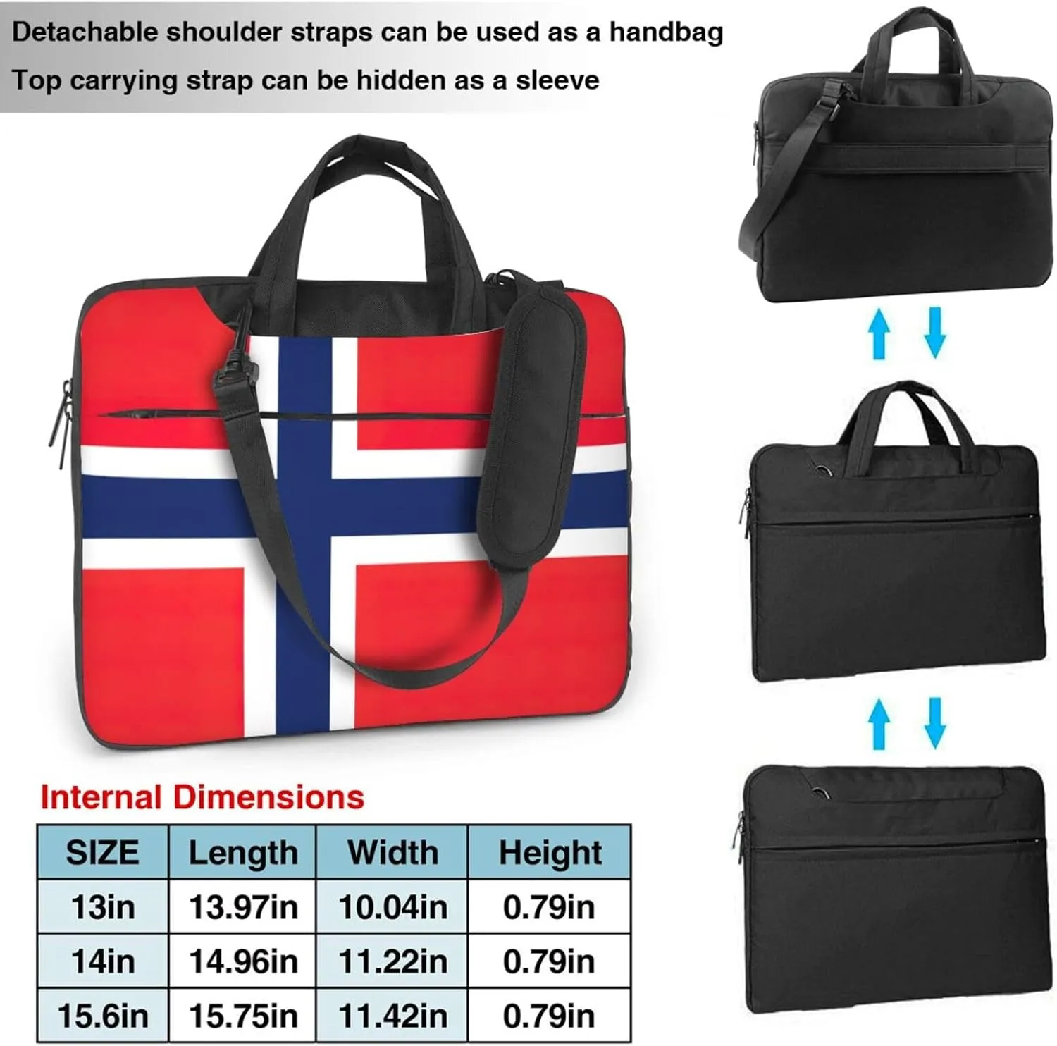 Norwegian flag Print Work Laptop Bag Stylish and Protective Laptop Case Briefcase for Men Women Office