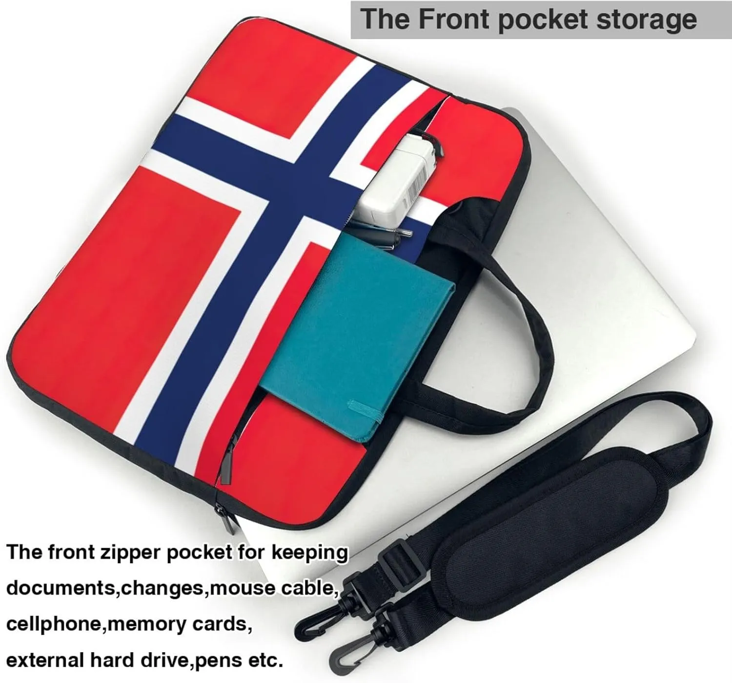 Norwegian flag Print Work Laptop Bag Stylish and Protective Laptop Case Briefcase for Men Women Office