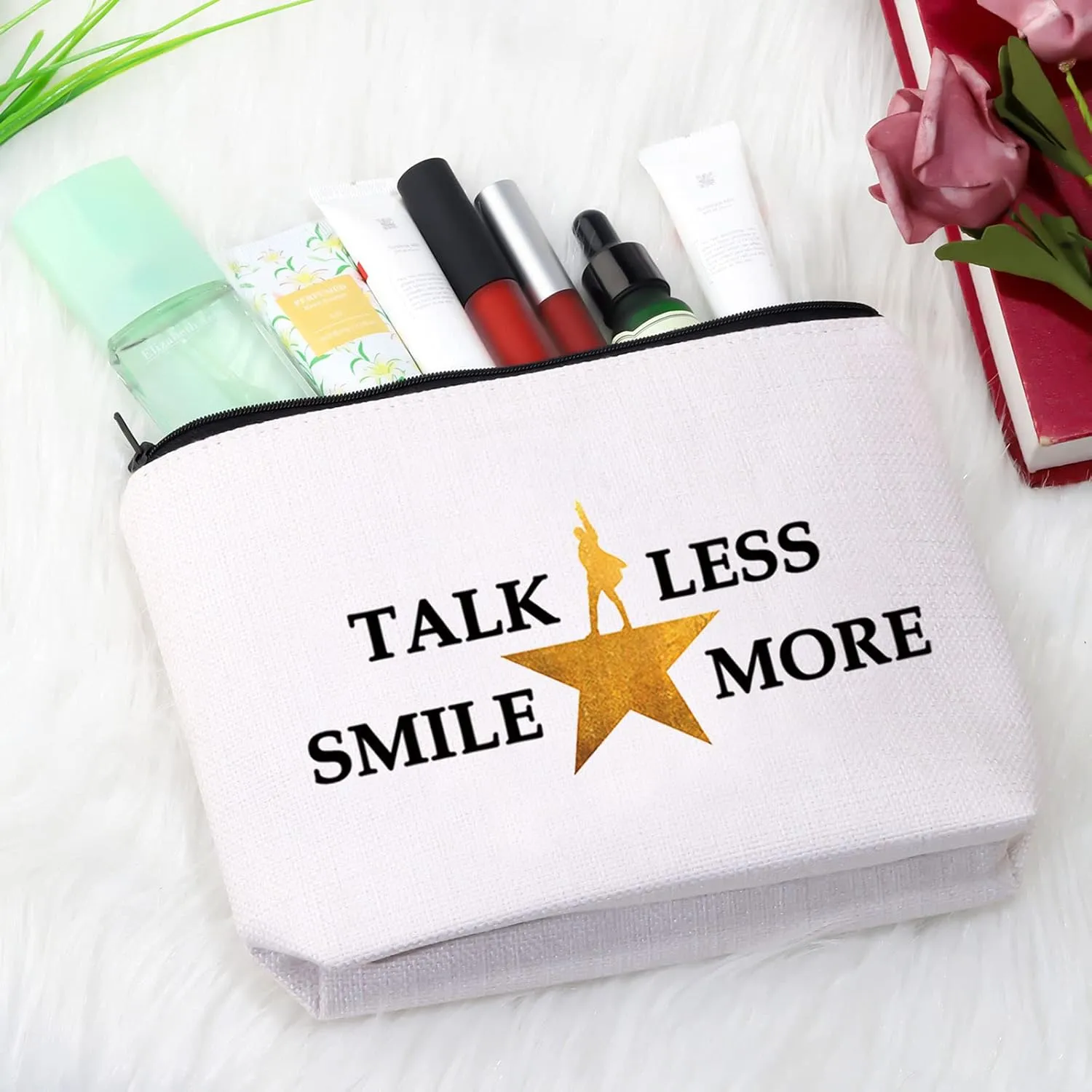 Novelty Musical Gift My Thoughts Have Been Replaced by Lyrics Talk Less Smile More Cosmetic Bag (TALK LESS)