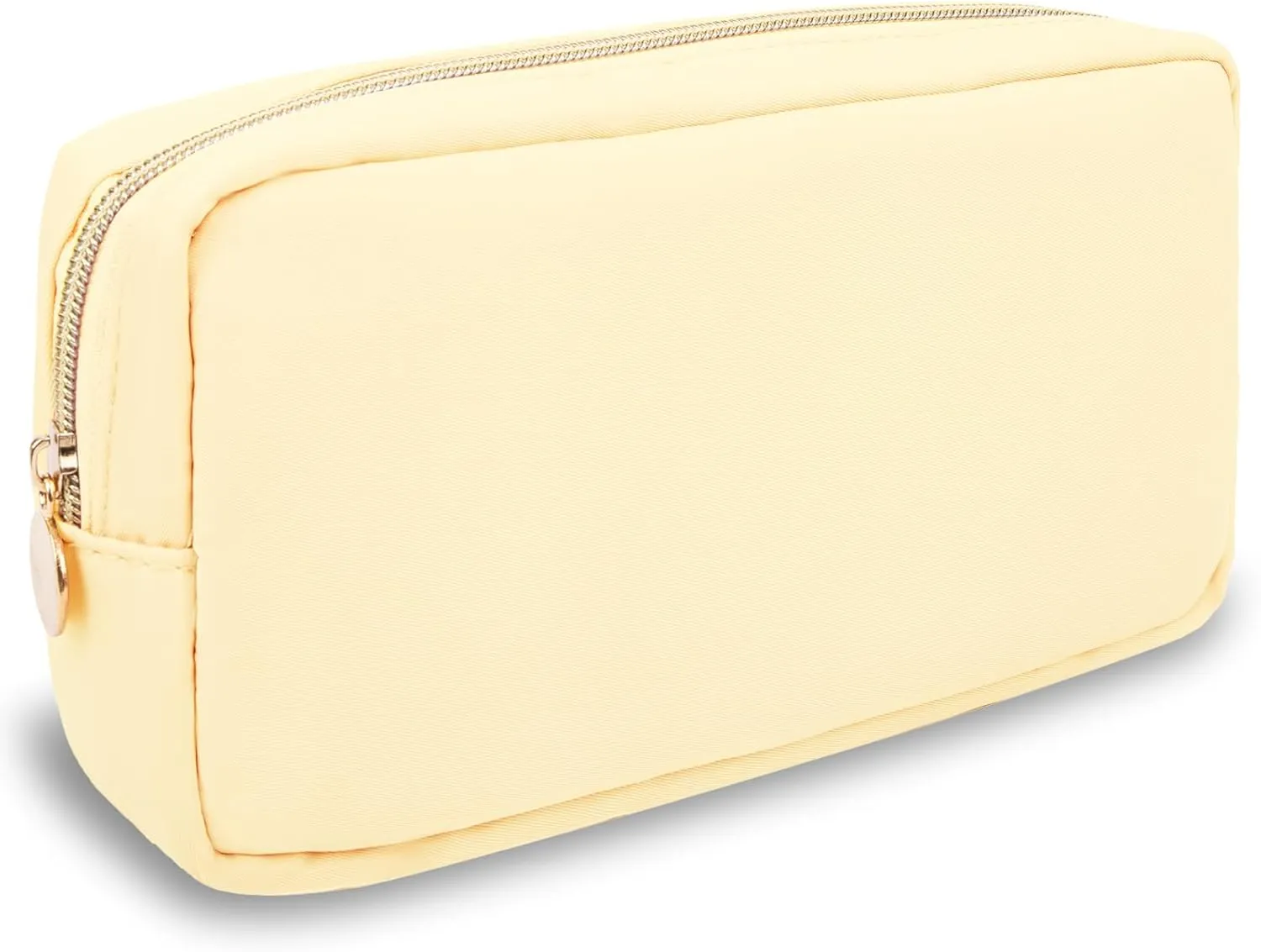 Nylon Small Makeup Bag for Purse, Cute Preppy Makeup Bag Cosmetic Zipper Pouch Purse, Waterproof Portable Travel Toiletry Bag Coin Pouch Clutch Makeup Brush Bag Organizer Storage for Women Men(Beige)