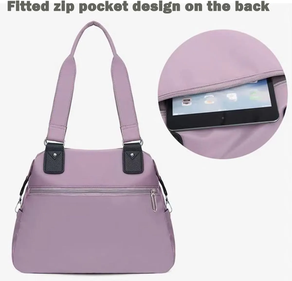Nylon Waterproof Tote Bag,Womens Tote Handbags,Large Capacity Waterproof Multi Pocket Shoulder Bag with Zipper
