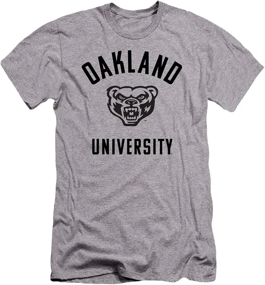Oakland University Official One Color Grizzlies Logo Unisex Adult Canvas Brand T Shirt