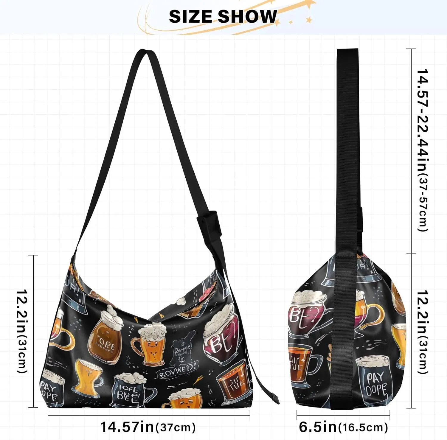 OBeer with Red Vegan Crossbody Bag, Adjustment for Leather Tote Bag, Men's Shoulder Bags