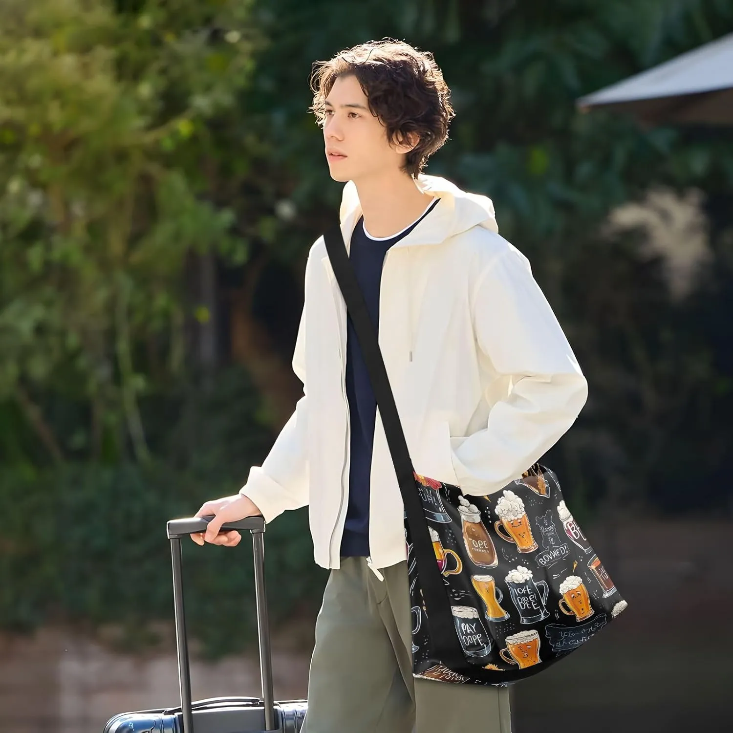 OBeer with Red Vegan Crossbody Bag, Adjustment for Leather Tote Bag, Men's Shoulder Bags