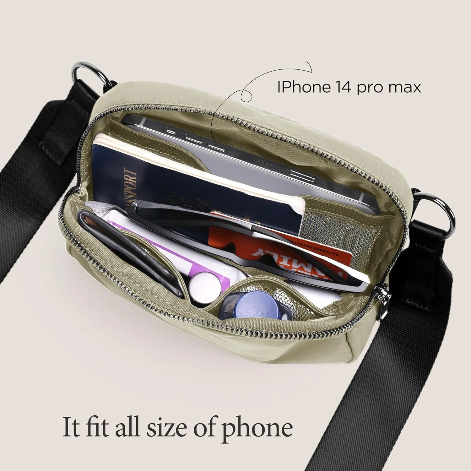 ODODOS Crossbody Bag with Adjustable Strap Small Shoulder Pouch for Workout Running Traveling Hiking