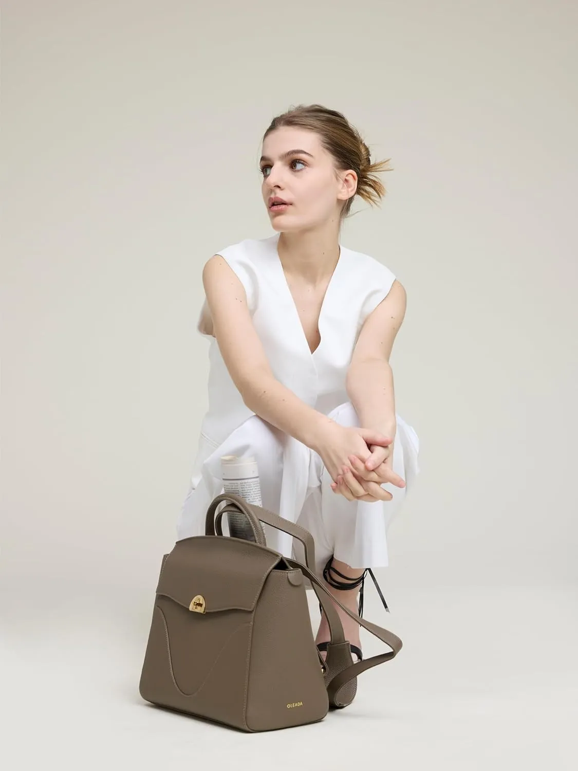 OLEADA Wavia Bag Plus Ash | Convertible Corporate Work Backpack for Women | Waterproof Leather Bag Fits up to 16 inch Laptop