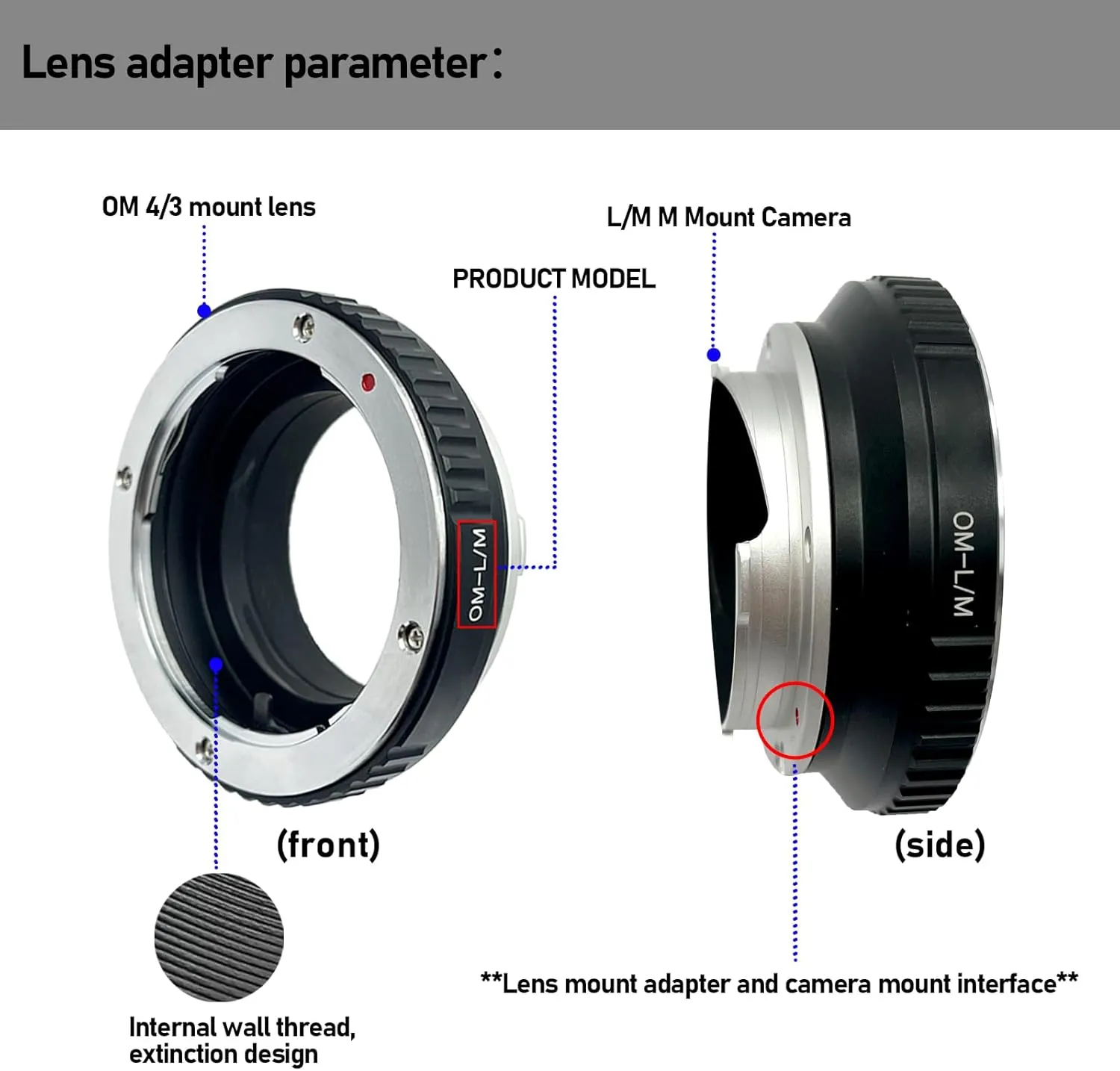 OM to LM Lens Adapter for Olympus OM Mount Lens to for Leica M L/M M9 M8 M7 M6 M5 (Compatible TECHART LM-EA 7 Adapter)