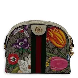 Ophidia Crossbody Bag Multi-colour in Monogram Coated Canvas, Gold hardware