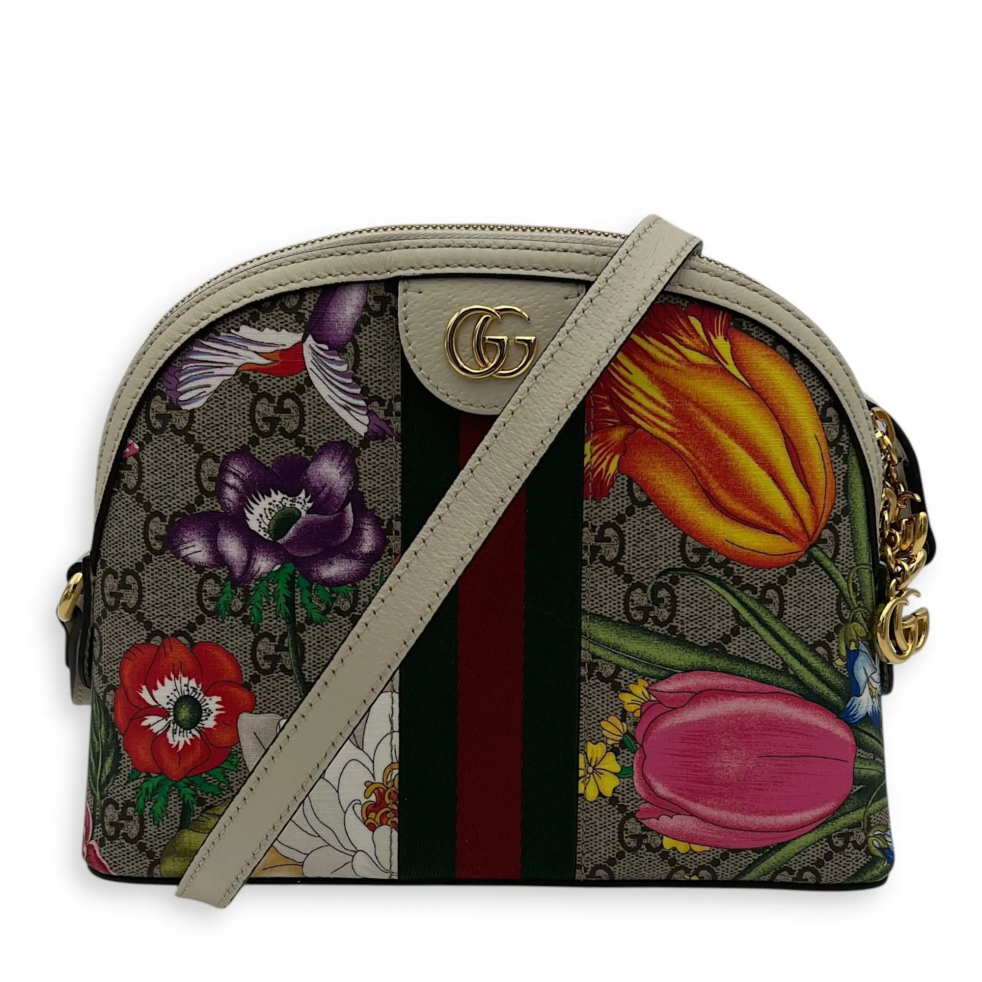 Ophidia Crossbody Bag Multi-colour in Monogram Coated Canvas, Gold hardware