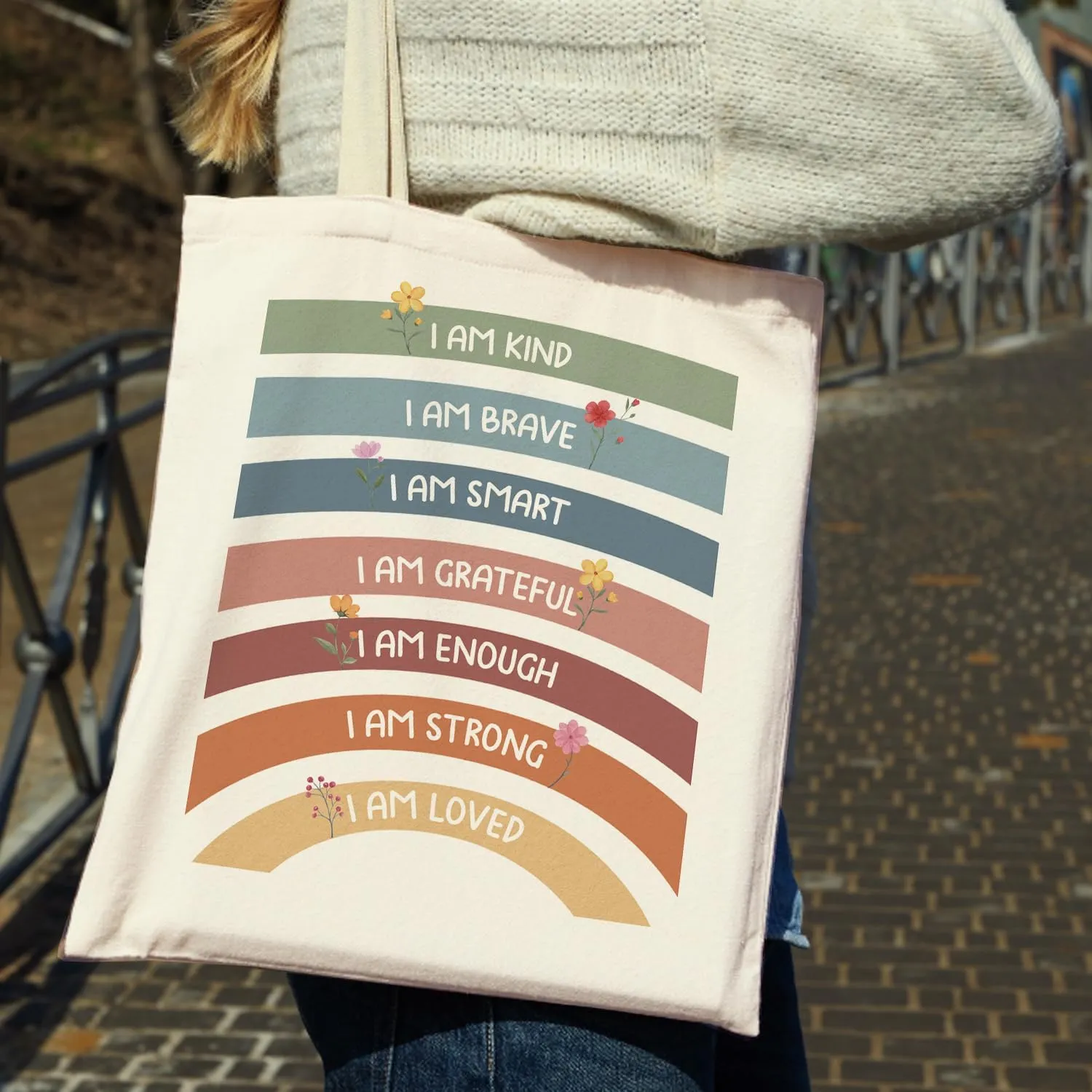 OUZ Stylish Reusable Canvas Tote Bag for Women, Lightweight & Durable Shoulder Bag for Shopping, Work, Gym, Beach, Travel