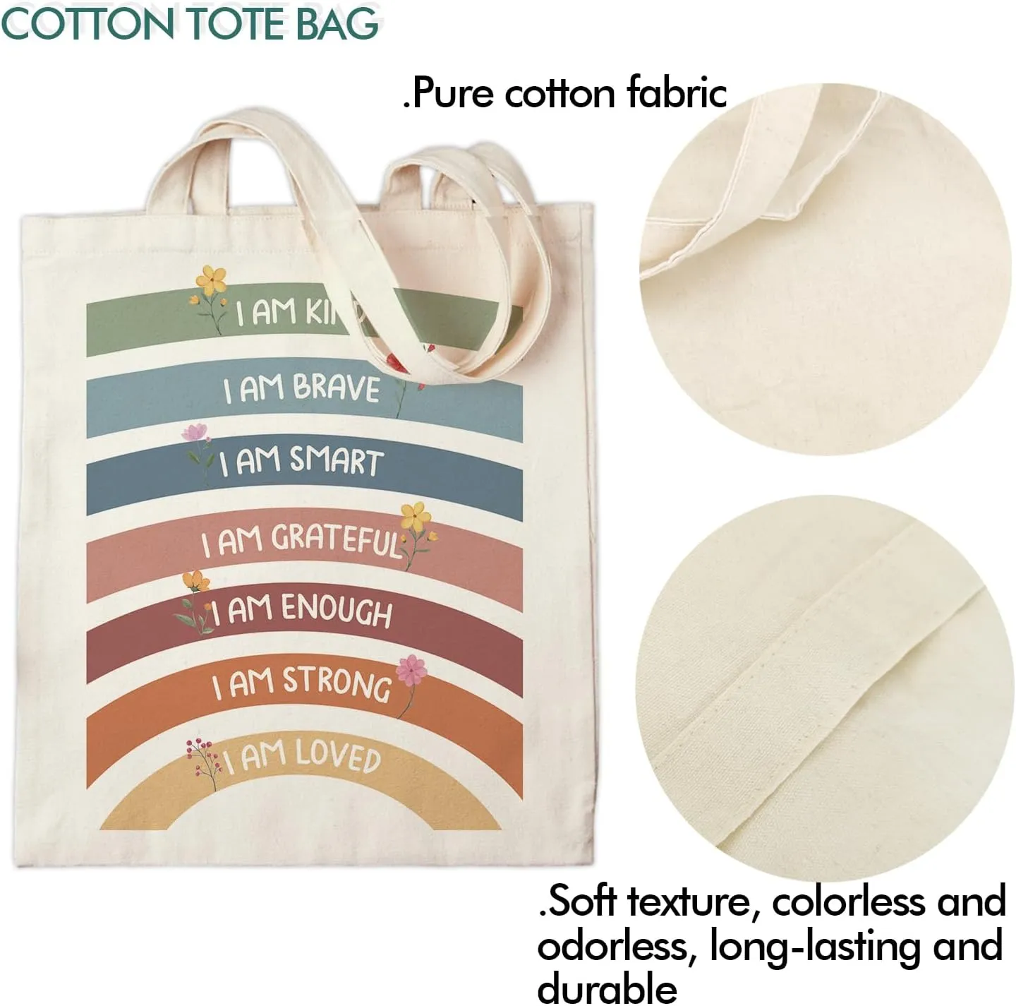 OUZ Stylish Reusable Canvas Tote Bag for Women, Lightweight & Durable Shoulder Bag for Shopping, Work, Gym, Beach, Travel