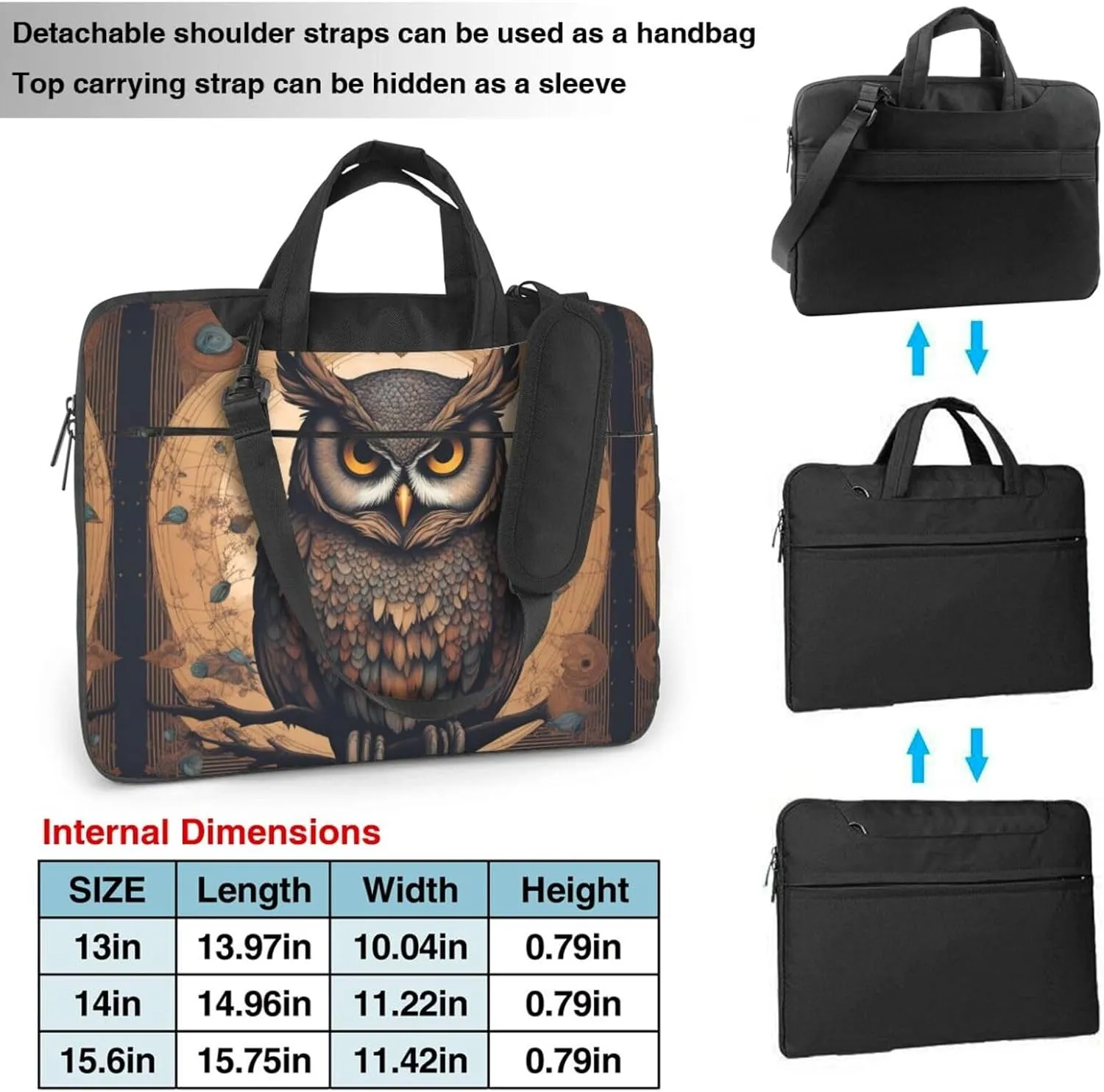 Owl Beliefs Pattern Laptop Bag - with Soft Interior, Multiple Pockets - Ideal for Men, Travel and Business