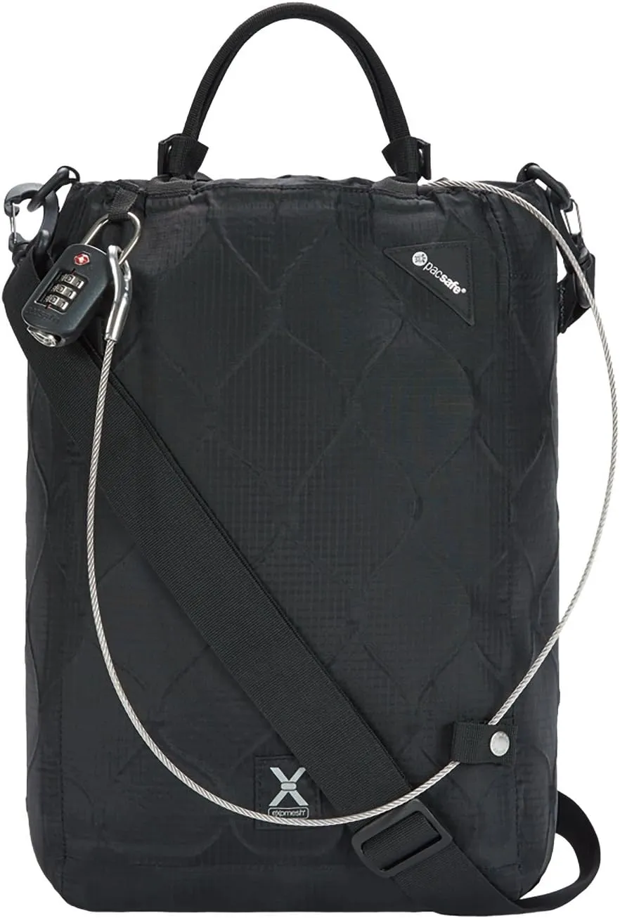 Pacsafe Travelsafe X15-16 Liter Portable Lockbox for Travel (Flat Design) - Fits 15 inch Laptop incl. TSA Accepted Combination Lock with Patented, Stainless Steel Mesh (Black)