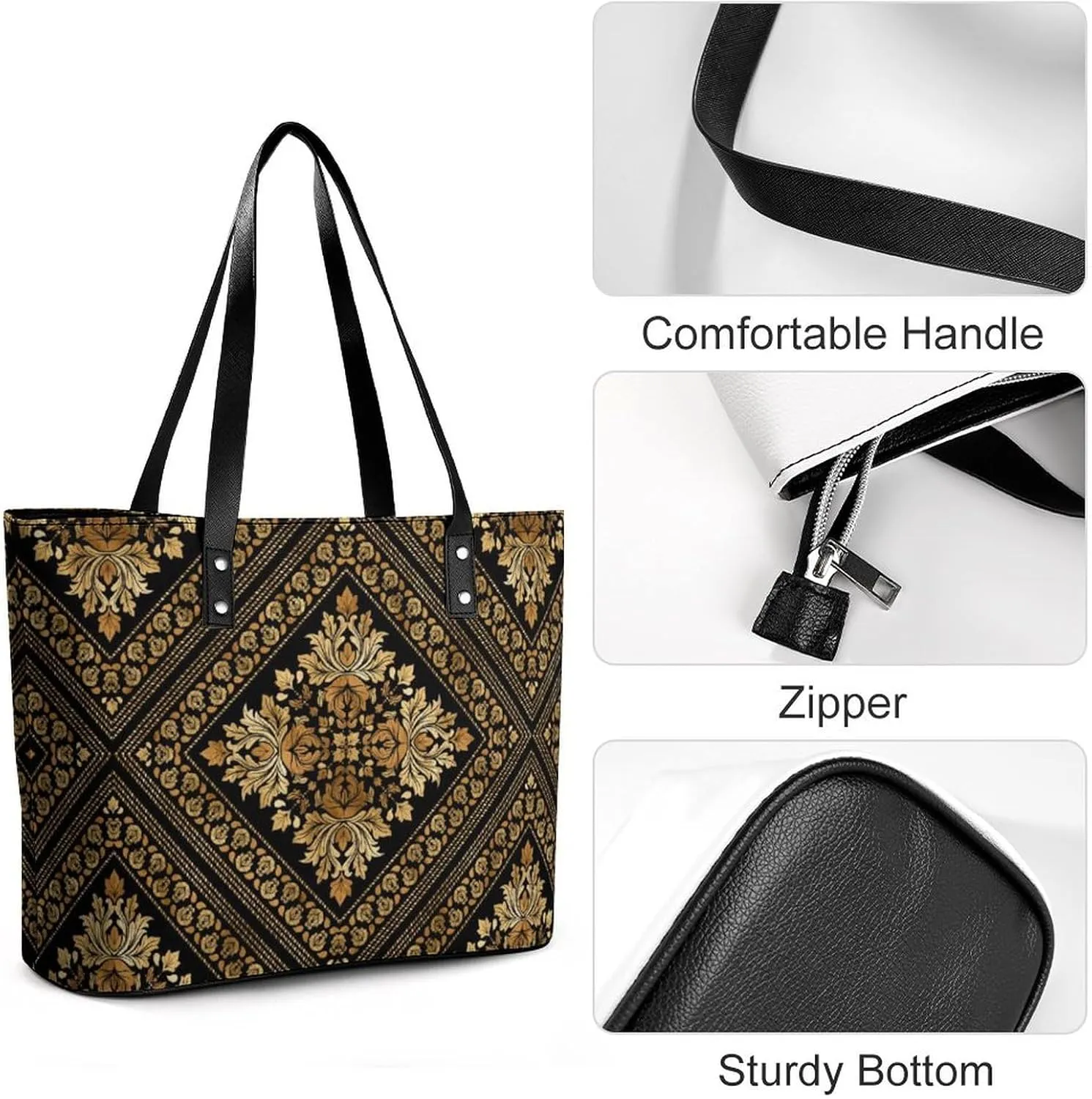 Paisley A Leather Handbag with Large Capacity And Portability