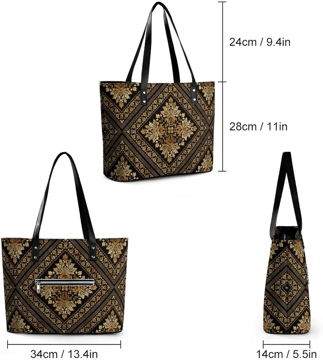 Paisley A Leather Handbag with Large Capacity And Portability