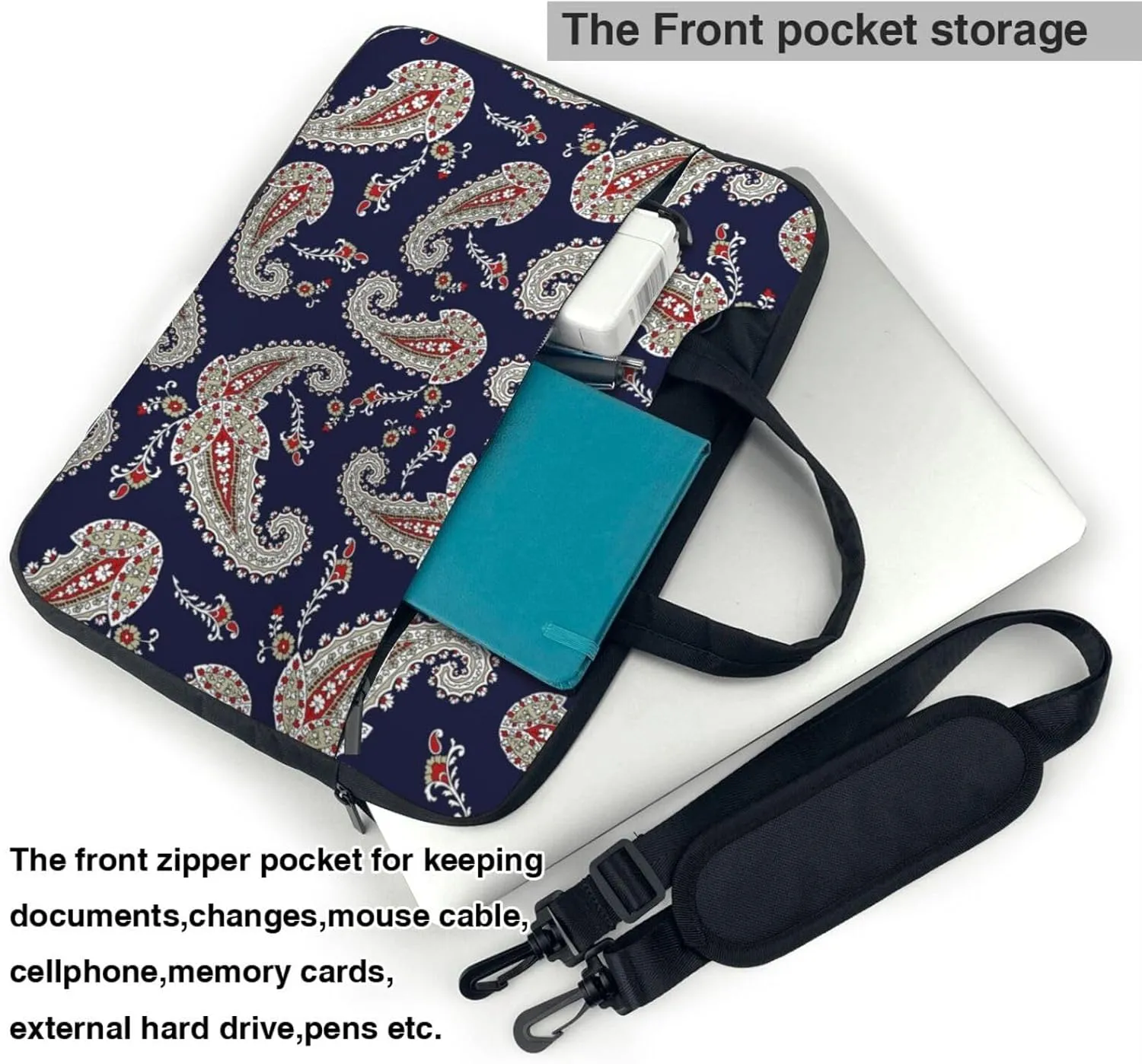 Paisley Laptop Bag Classic Slim Briefcase Messenger Bag, Spacious, Ergonomic