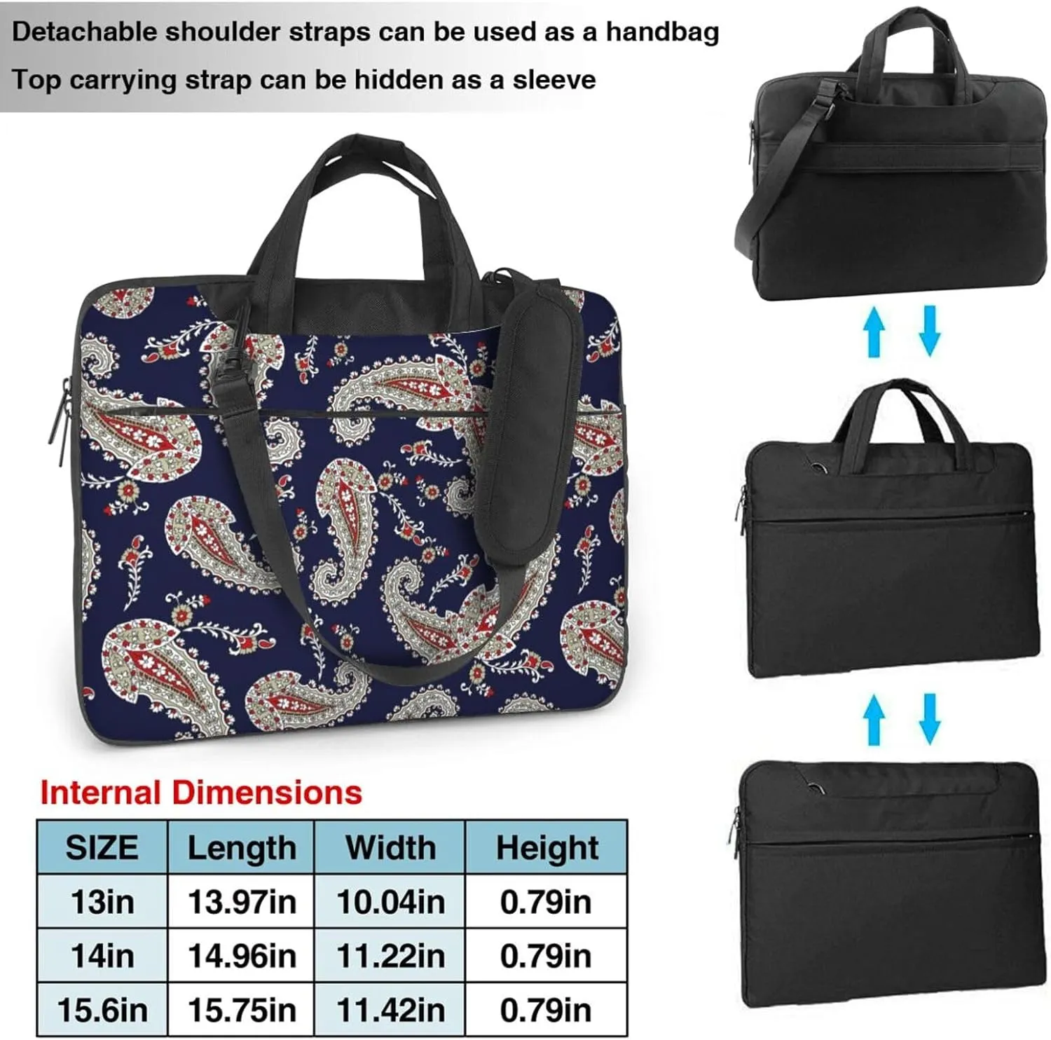Paisley Laptop Bag Classic Slim Briefcase Messenger Bag, Spacious, Ergonomic